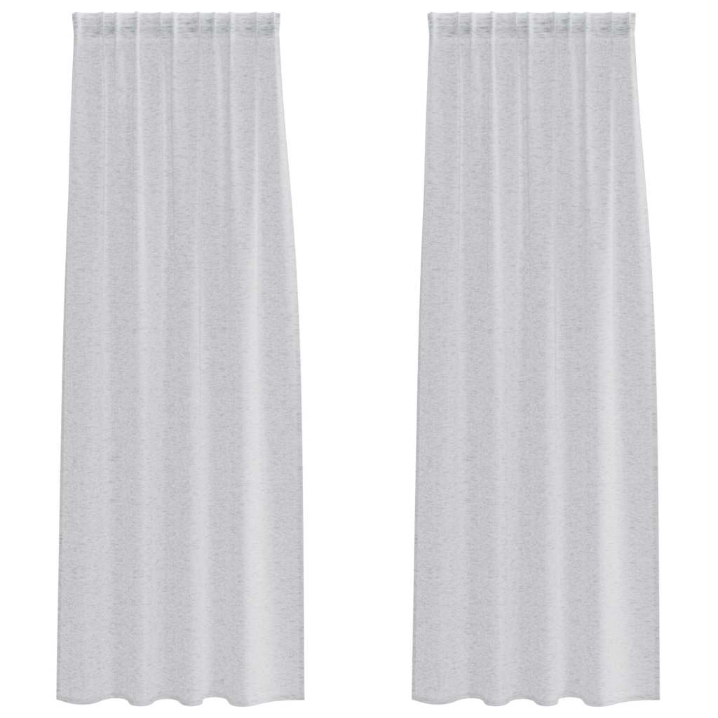 Voile Curtain 2 pcs Light grey 140x225cm Polyester